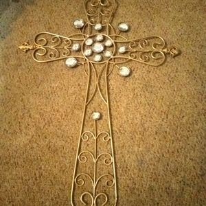 Metal Cross Wall Hanging Décor w/Bling Stones